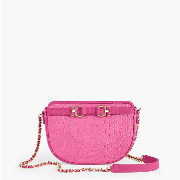 Talbots Croc-Embossed Leather Crossbody Bag - Women's Size OS- Pink